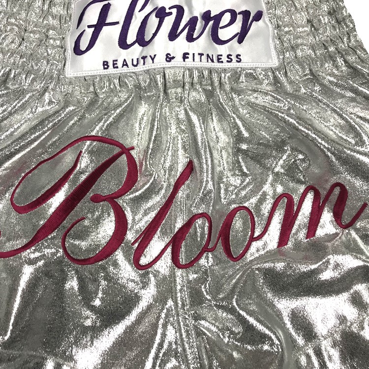 BLOOMING FLOWER MUAY THAI SHORTS WHITE XS ウェスト50cm(10cm前後伸び幅あり) 画像3