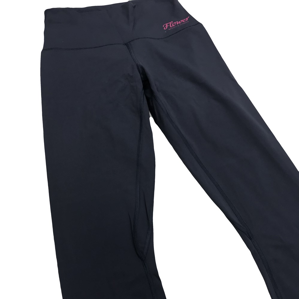 FLOWER WOMEN FITNESS ELASTIC LEGGINGS NAVY 画像4
