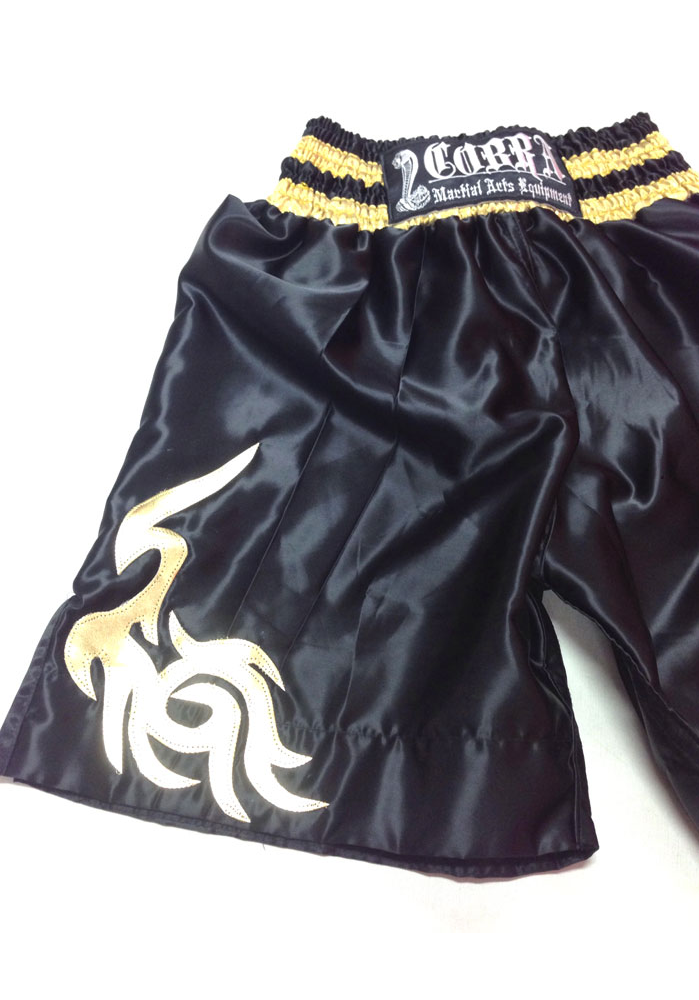COBRA BOXING LONG SHORTS BLACK GOLD M 画像3