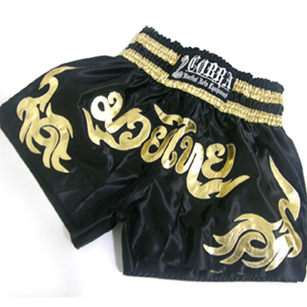 COBRA Muay Thai Shorts cl-0135-Black/Gold M 画像2