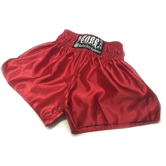 COBRA MUAY THAI SHORTS RED PLAIN M 画像2