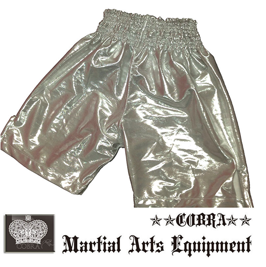 COBRA BOXING LONG SHORTS WHITE LAME XS 画像2