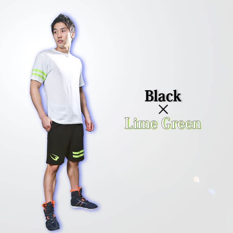 接触冷感 BM・DRYハーフパンツ(ブラック×ライムグリーン・XL) 画像5