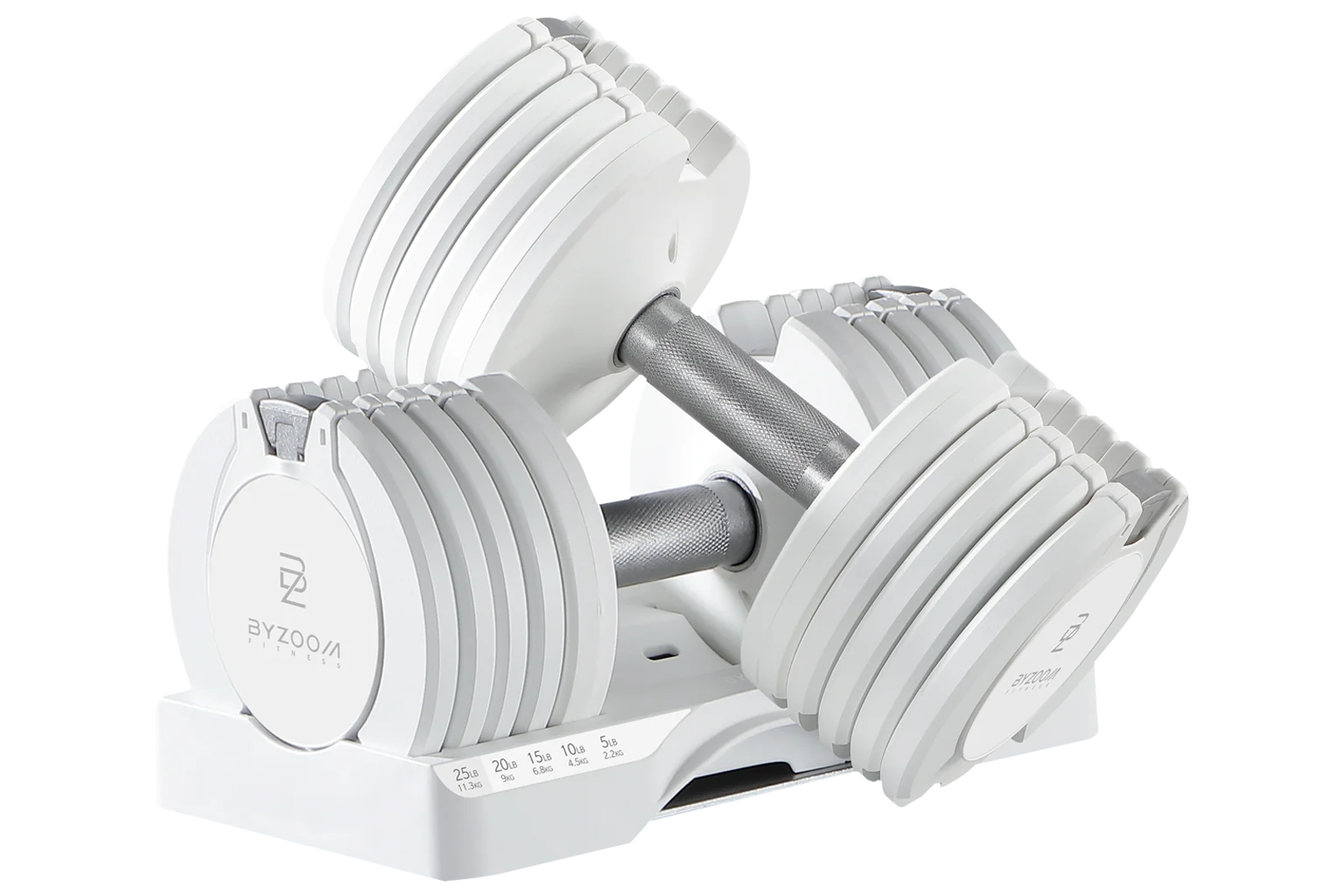 Pure Series 可変式ダンベル 10kgホワイト（両手セット）｜BYZOOM
