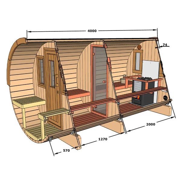 SAUNA 400 Deluxe-Half Moon Thermowood(高温処理高耐久木材) 画像5