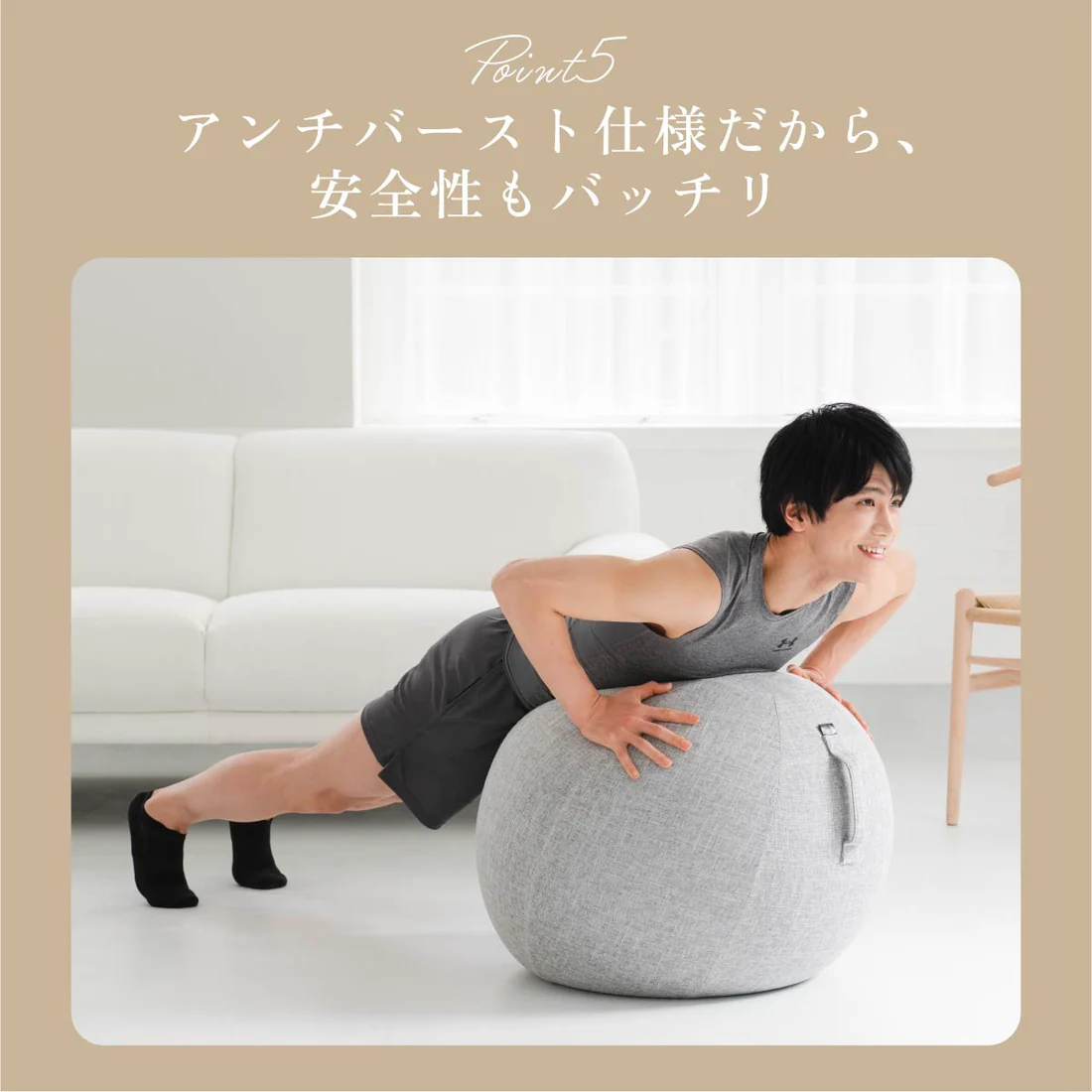 Balance Ball 65cm（グレー/ブルー/ブラウン） 画像5