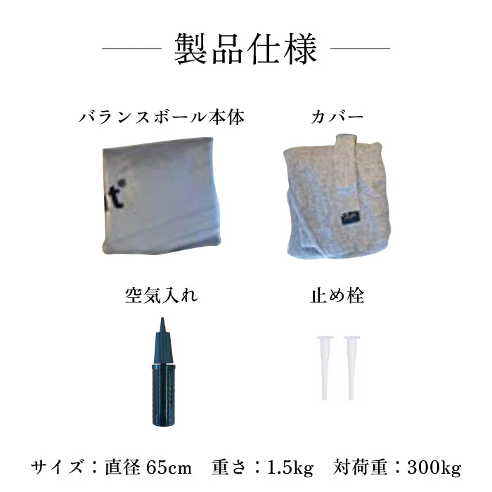 Balance Ball 65cm（グレー/ブルー/ブラウン） 画像8