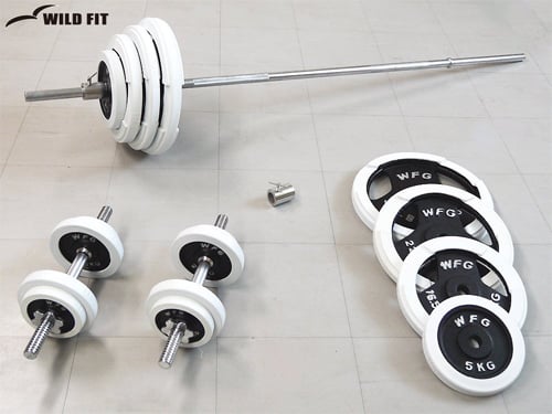 トレーニングジムセット 白ラバー 140kgセット（中古品） 画像5