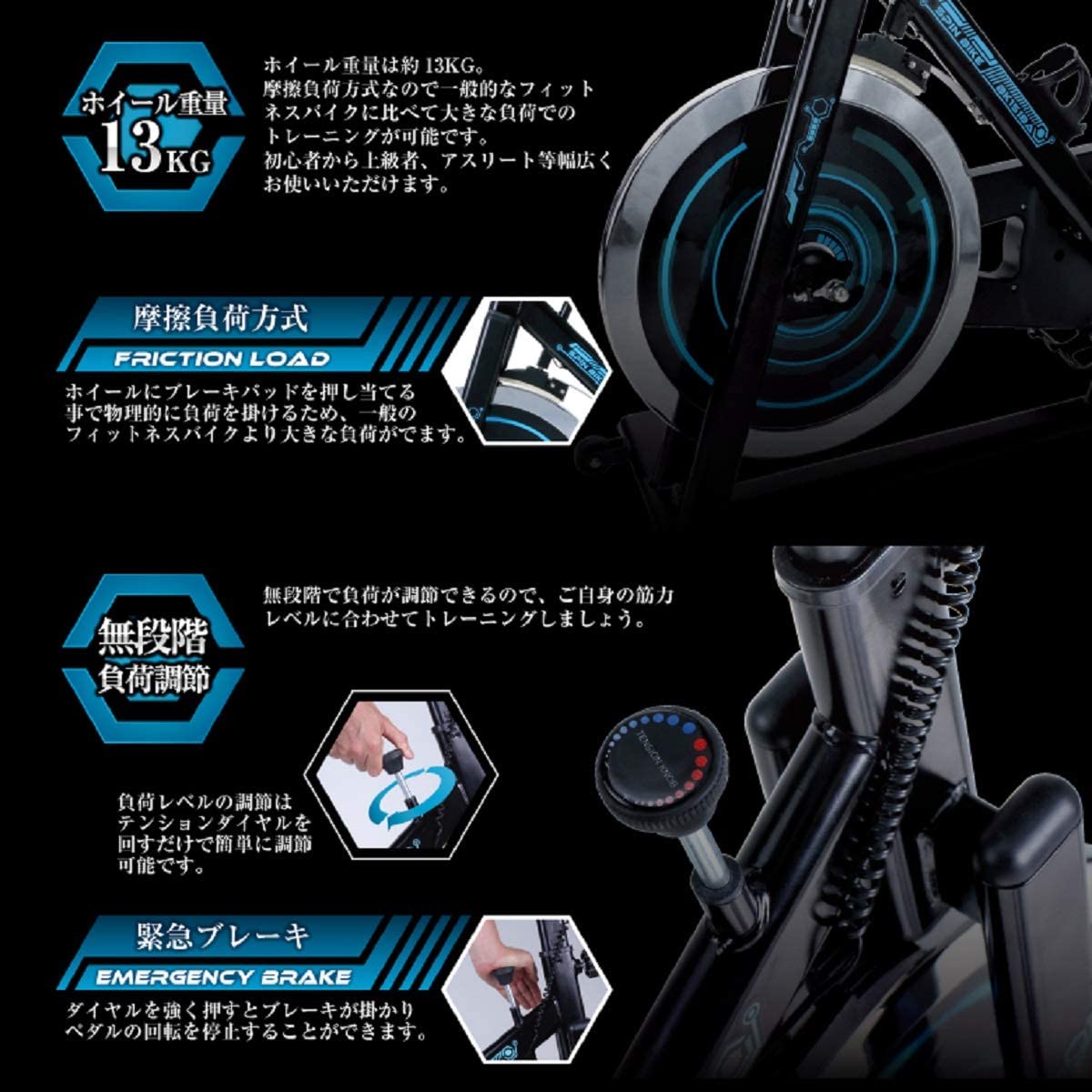 スピンバイク1518（ブルー)（中古品） 画像4