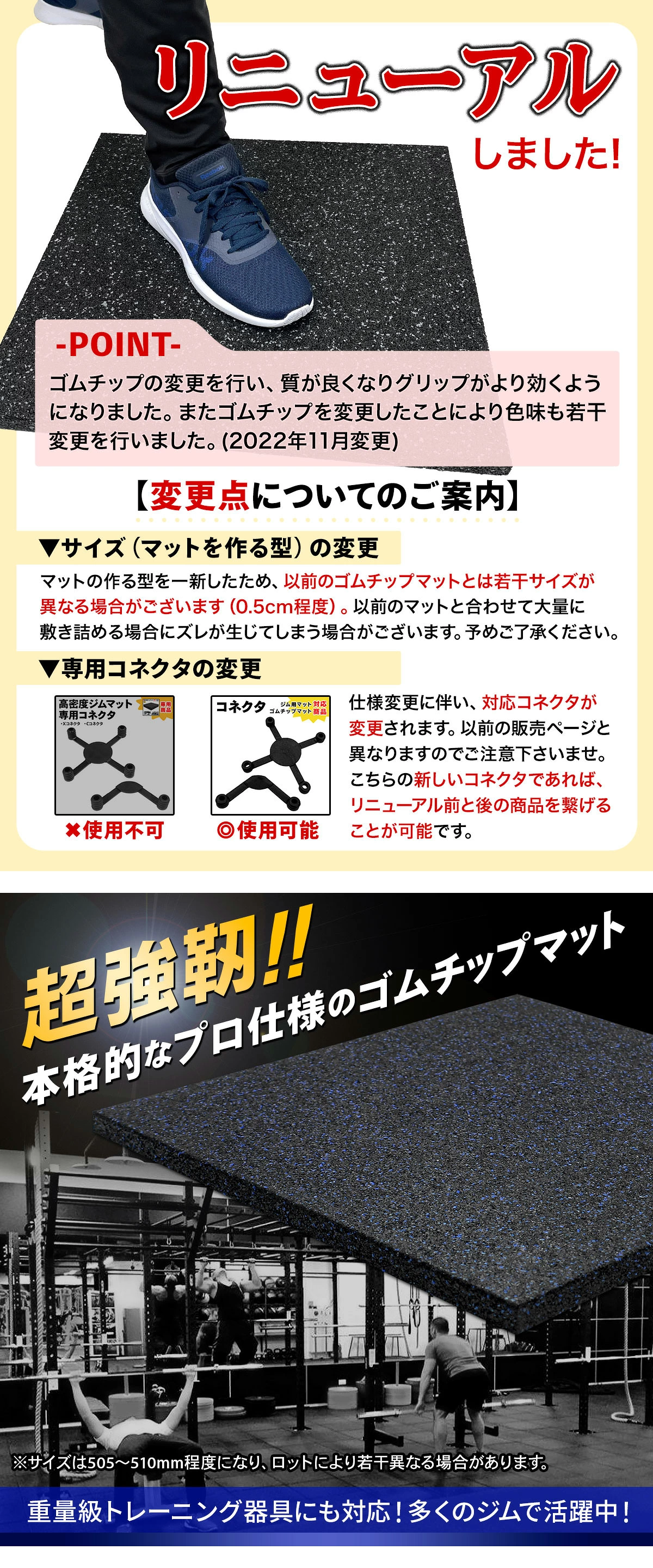 ラバーフロアマット（50cm×50cm×25mm）1枚（中古品） 画像2