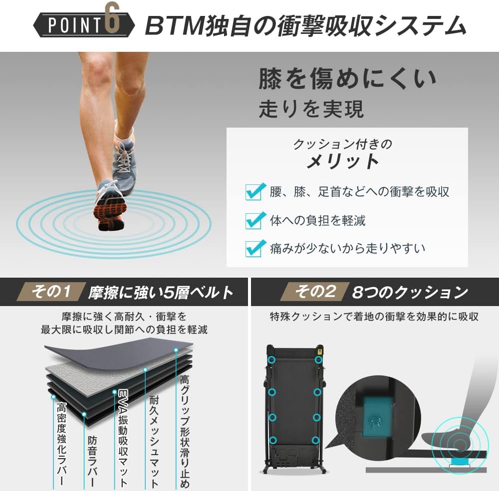 BTM 電動ルームランナー2022年モデル (最大速度12㎞)(新古品) 画像5
